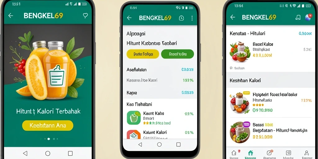 Tampilan antarmuka BENGKEL69 dengan fitur Hitung Kalori yang mudah digunakan.