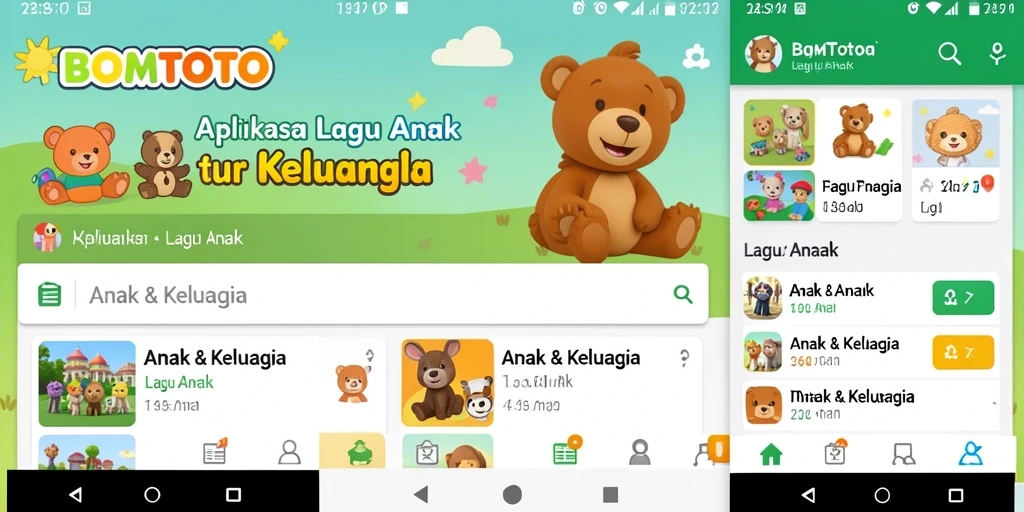 Antarmuka aplikasi BOMTOTO yang ceria dan ramah anak.