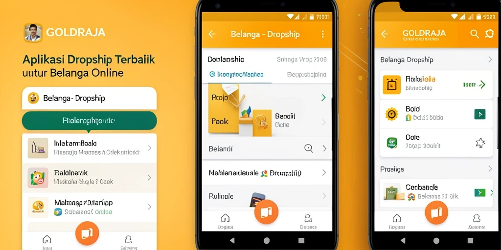 Tampilan antarmuka aplikasai GOLDRAJA untuk dropship yang ramah pengguna.