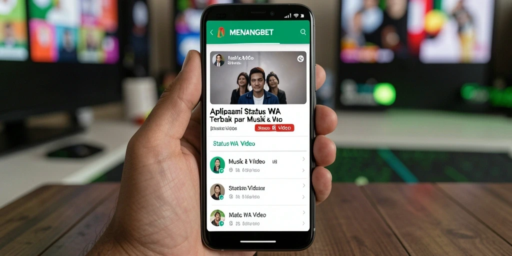 Tampilan utama aplikasi MENANGBET dengan koleksi Status WA Video.
