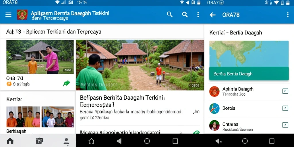 Tampilan antarmuka ORA78 dengan berbagai berita daerah terkini.
