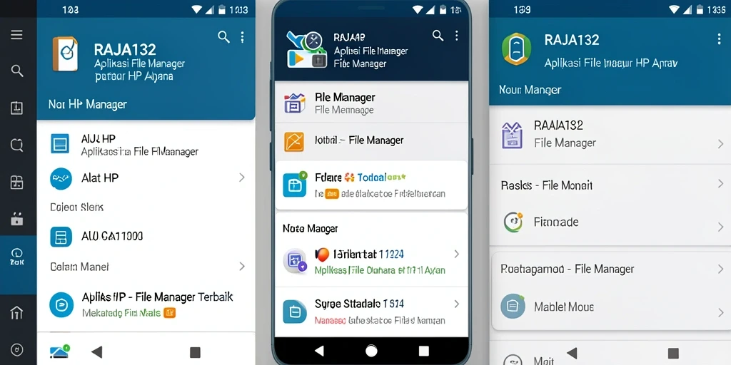 Tampilan antarmuka aplikasi File Manager RAJA132 yang sederhana dan fungsional.