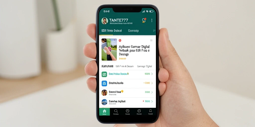 Tampilan antarmuka aplikasi TANTE777 yang menarik dan fungsional.