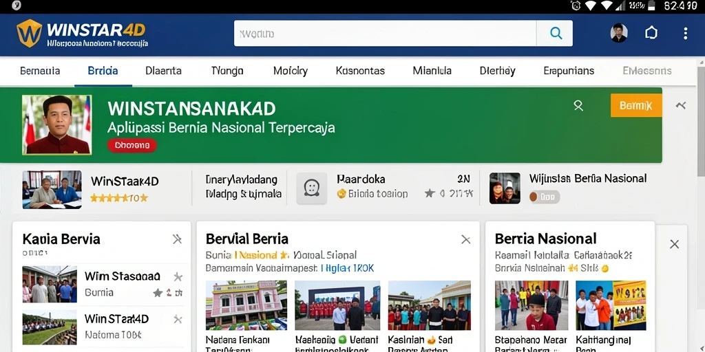 Screenshot antarmuka aplikasi WINSTAR4D menampilkan fitur berita nasional terbaru.