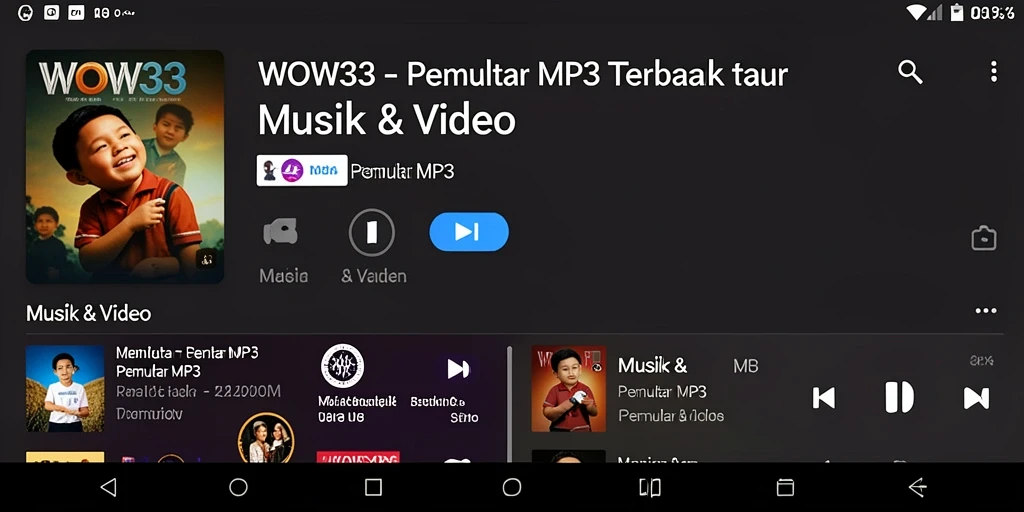 Antarmuka WOW33 dengan berbagai fungsi Pemutar MP3 yang menarik.
